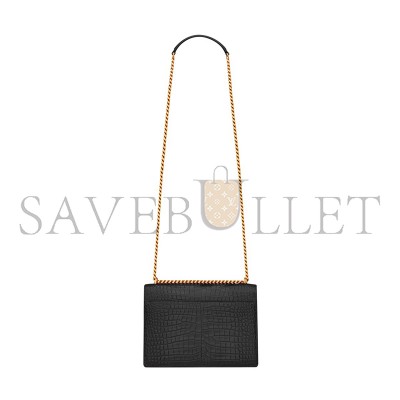 YSL SUNSET MEDIUM IN CROCODILE-EMBOSSED LEATHER 442906DND0J1000 (22*16*6.5cm)